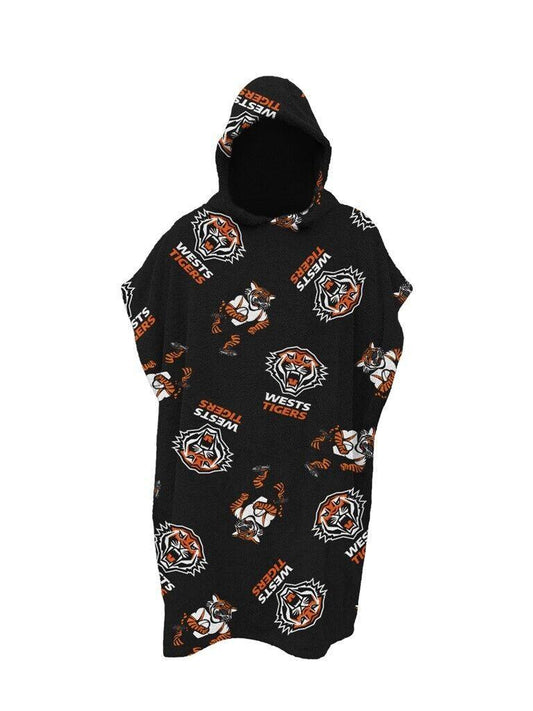 NRL Youth Hooded Towel - West Tigers - Kids - Beach Bath - OSFM