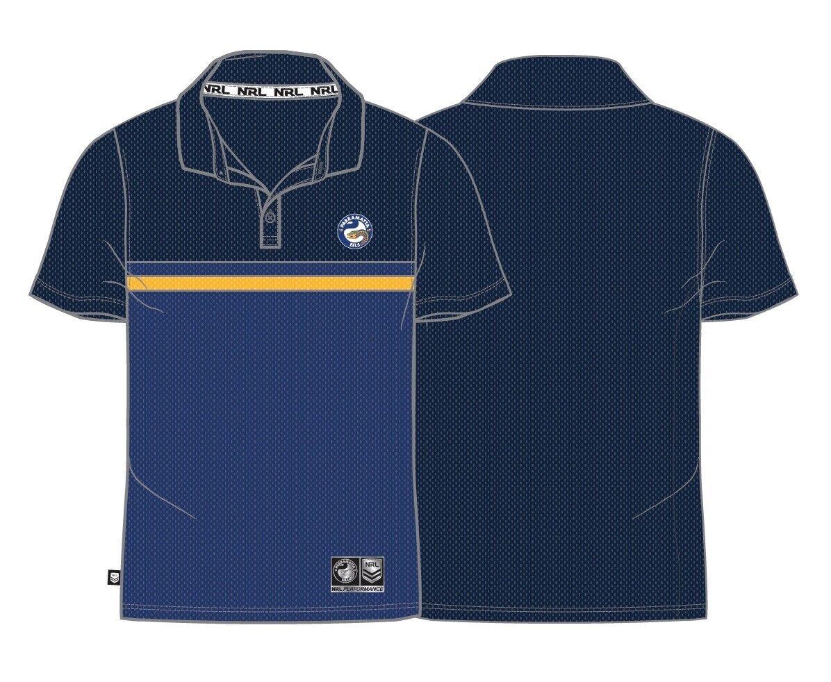 NRL Stripe Performance Polo Shirt - Paramatta Eels - Mens