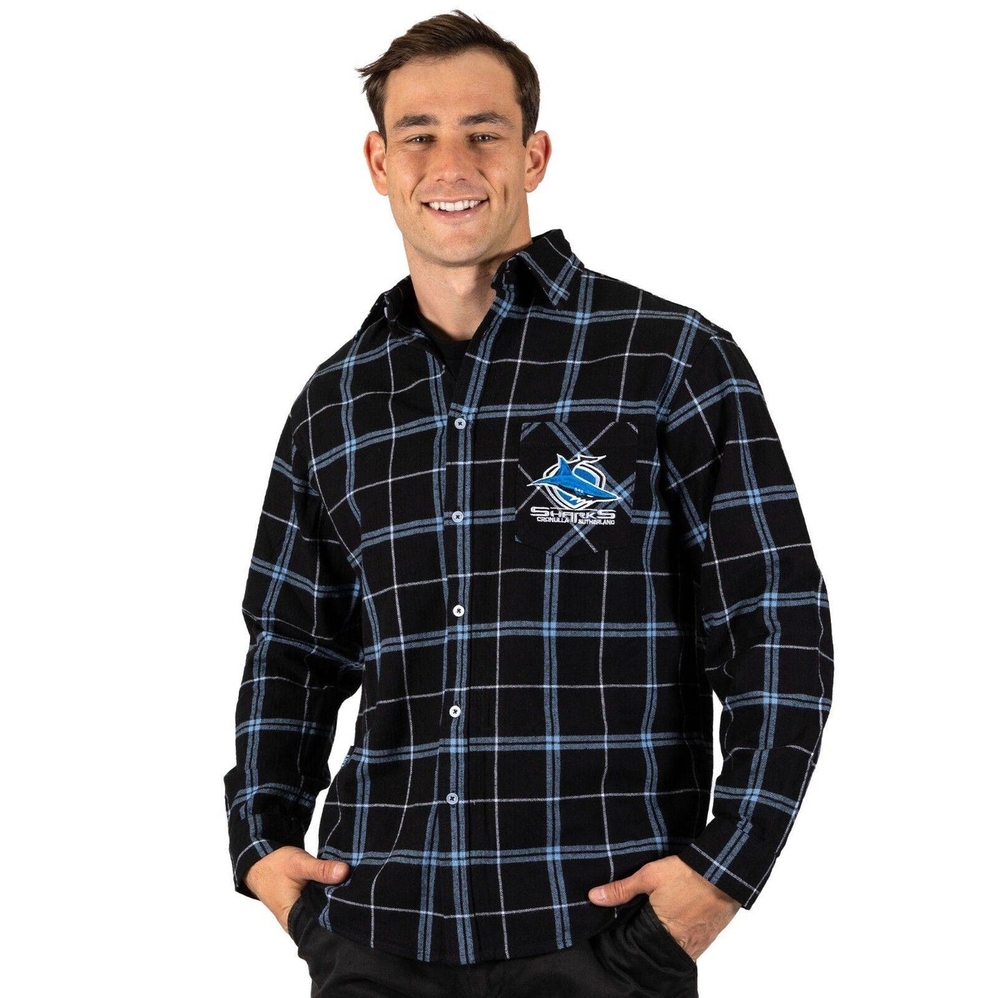 NRL 'Mustang' Flannel Polo - Cronulla Sharks - Flanno Shirt