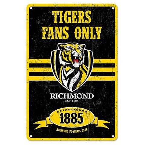 AFL Retro Supporter Tin Sign - Richmond Tigers - Man Cave - Heritage