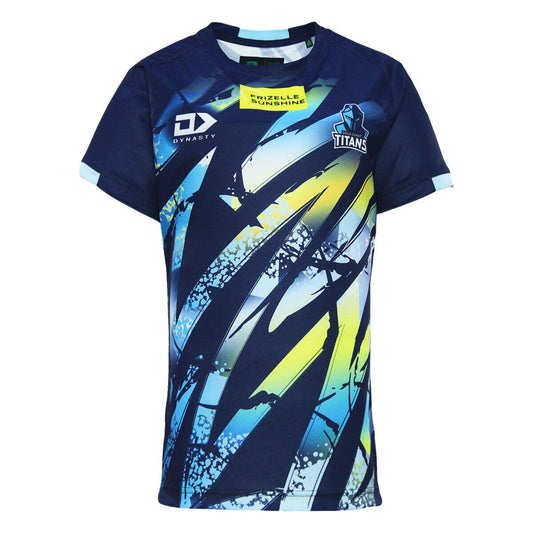 NRL 2024 ALT Training Tee - Gold Coast Titans - Navy - Youth - Kids