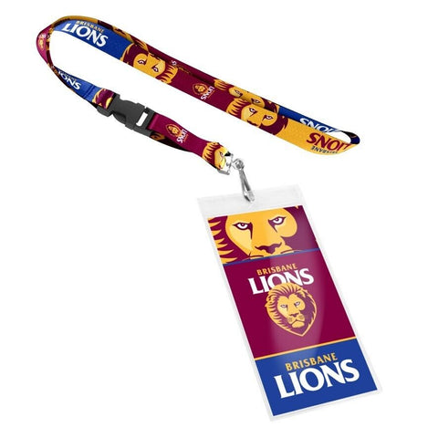 AFL Lanyard & Clear Card Holder - Brisbane Lions - Key Chain