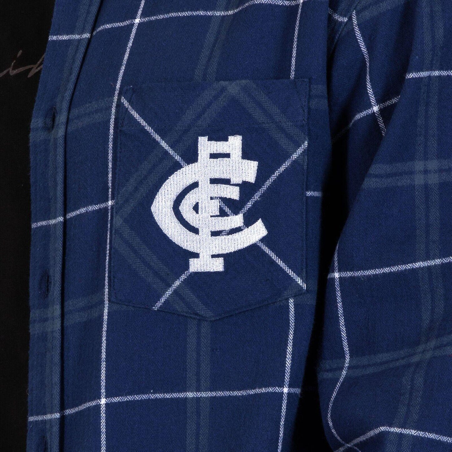 AFL 'Mustang' Flannel Polo - Carlton Blues - Flanno Shirt - Flannelette