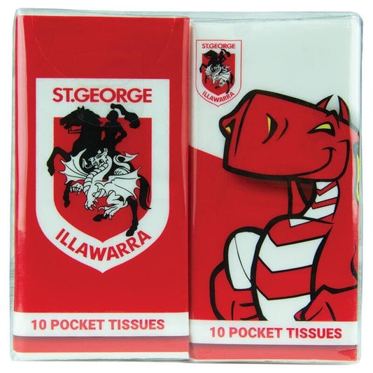 NRL Mascot Pocket Tissue - St George Illawarra Dragons - 4 Pack