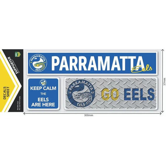 NRL Car Window Decal Set - 3 Stickers - Paramatta Eels - 280mm