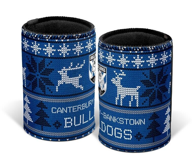 NRL Christmas Stubby Cooler - Canterbury Bulldogs - Rubber Base - XMAS