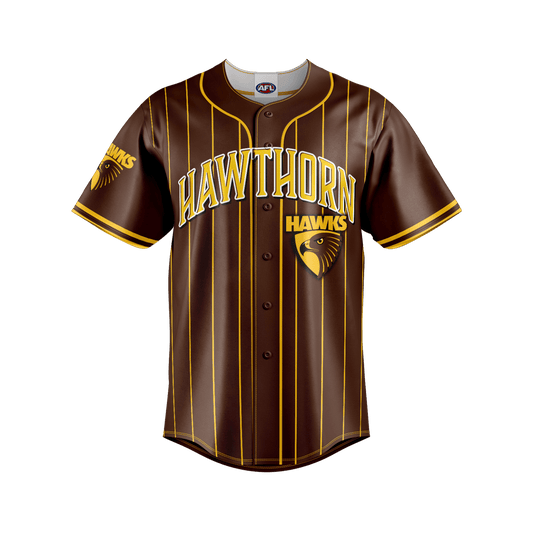 AFL 'Slugger' Baseball Shirt - Hawthorn Hawks - Tee - Aussie Rules