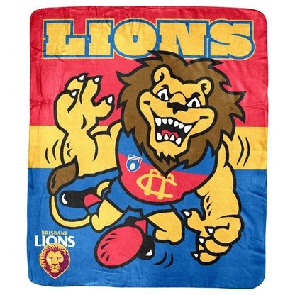 AFL Coral Mascot Blanket - Brisbane Lions - 150x130cm - Throw Rug