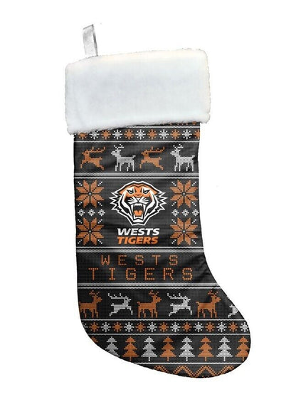 NRL Christmas Stocking - West Tigers - Sweater Print - XMAS