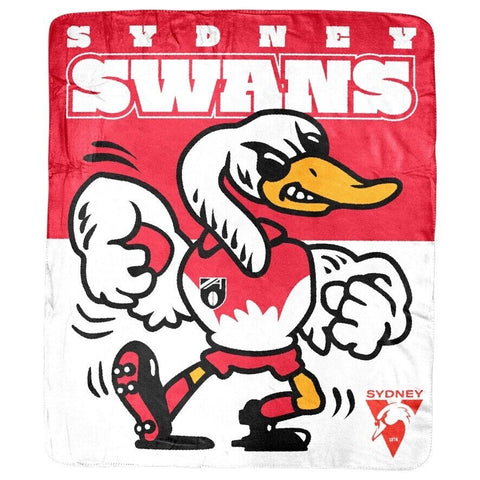 AFL Coral Mascot Blanket - Sydney Swans - 150x130cm - Throw Rug