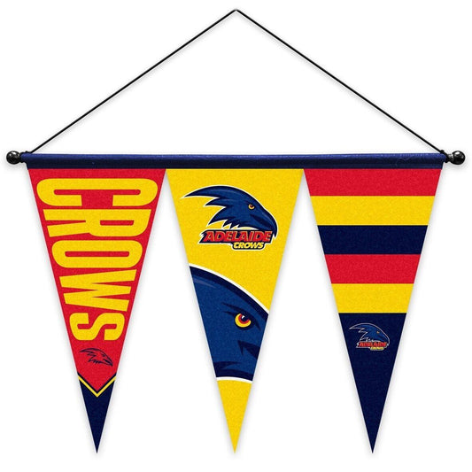 AFL Multi Pennant Flag - Adelaide Crows - Set Of 3 - Inc Hanger