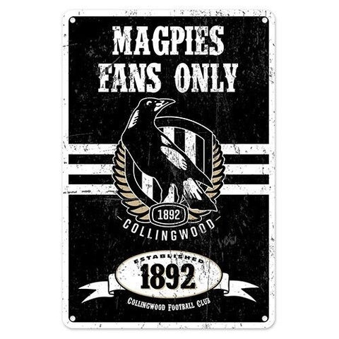 AFL Retro Supporter Tin Sign - Collingwood Magpies - Man Cave - Heritage