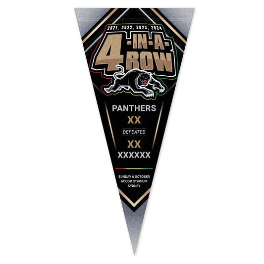 NRL 2024 PREMIERS SINGLE PENNANT FLAG - PENRITH PANTHERS - ETA OCT 2024 - PH1