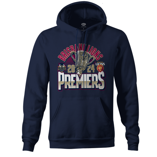 AFL 2024 PREMIERS TROPHY HOODIE - BRISBANE LIONS - MENS - ETA OCT 2024 - NAR