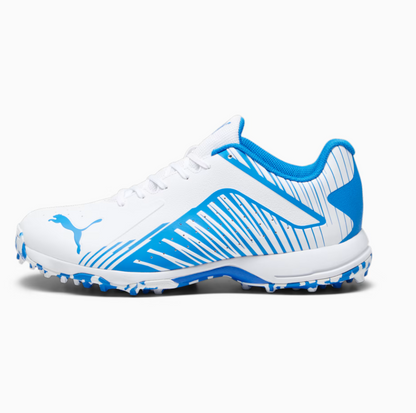 Puma 22 FH Rubber Sole Cricket Shoe - White/Ultra Blue -  Adult - Mens