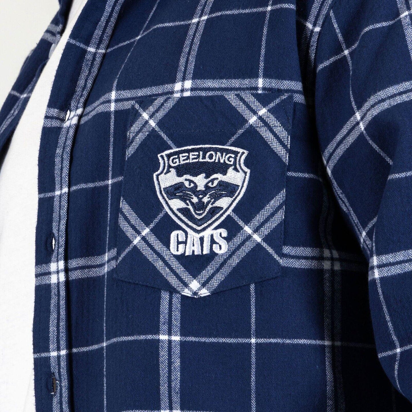 AFL 'Mustang' Flannel Polo - Geelong Cats - Flanno Shirt - Flannelette