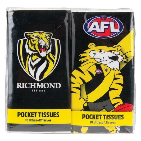 AFL Mascot Pocket Tissue - Richmond Tigers - 4 Pack