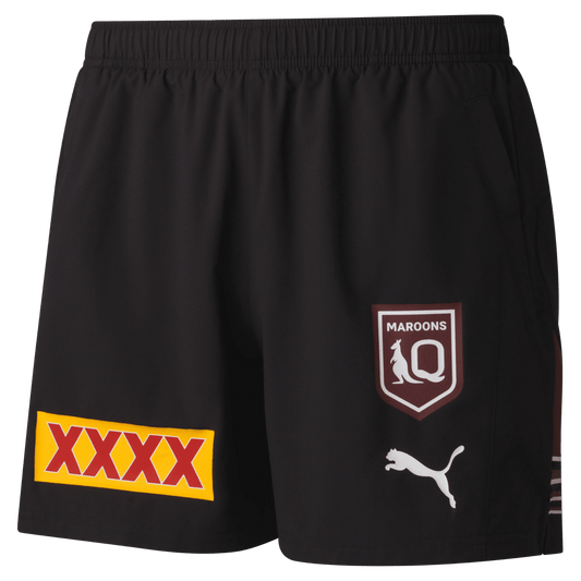 NRL 2024 Training Shorts - Queensland Maroons - Black - QLD - Adult - Mens