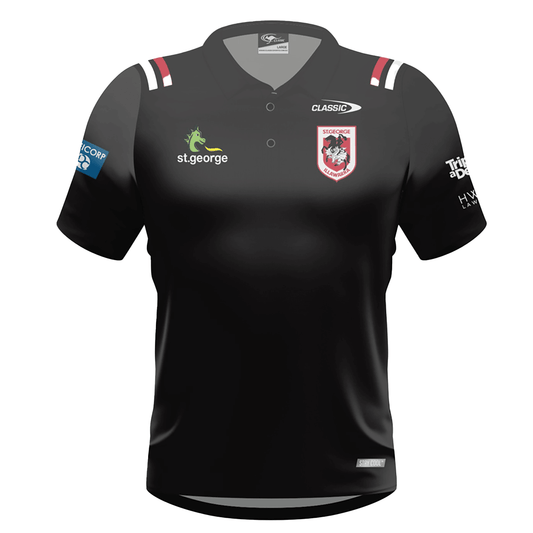 NRL 2024 Media Polo - St George Illawarra Dragons - Black - Adult - Mens