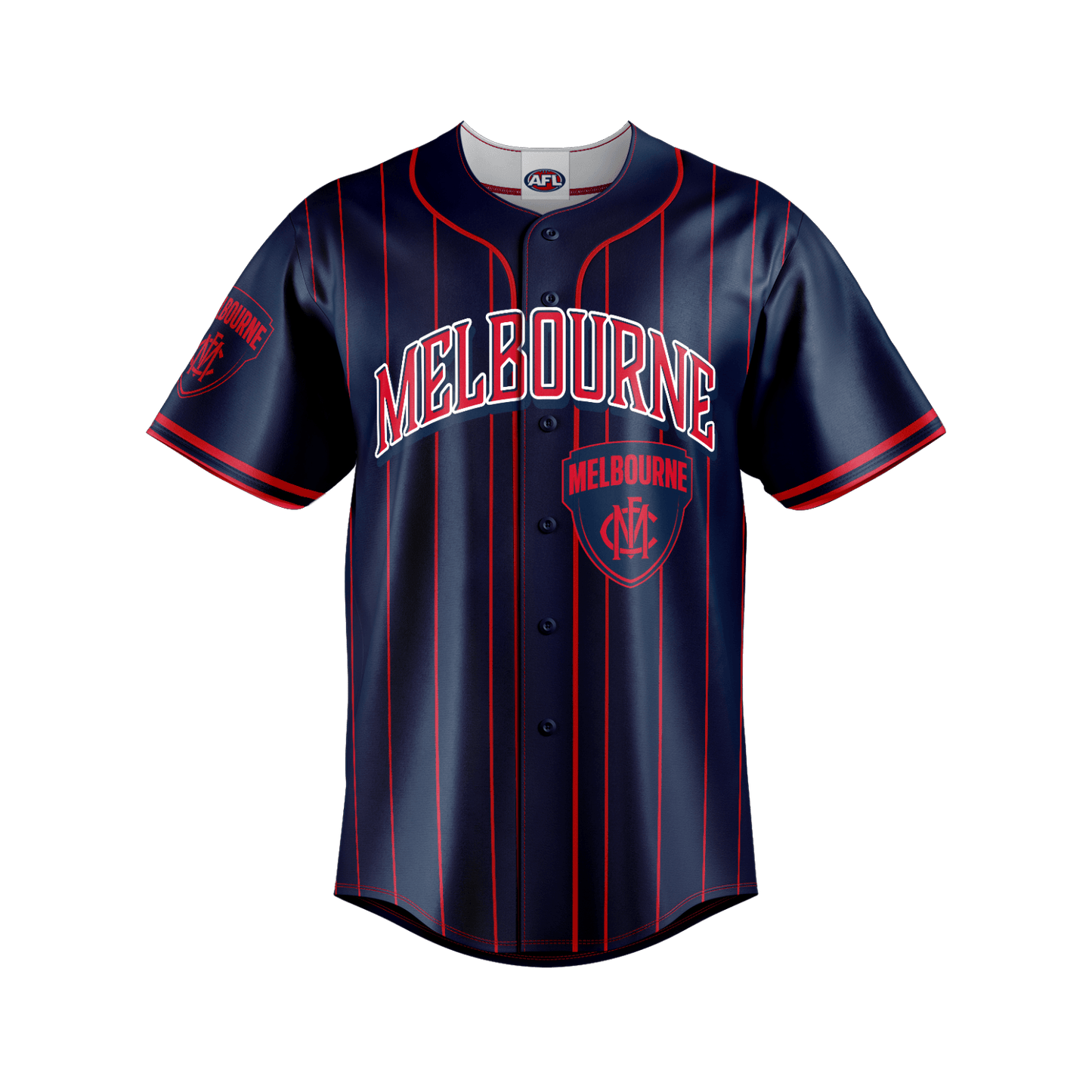 AFL 'Slugger' Baseball Shirt - Melbourne Demons - Tee - Aussie Rules