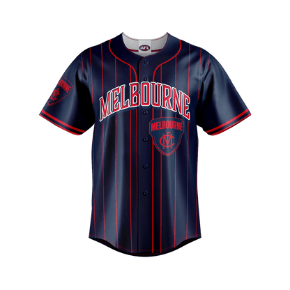 AFL 'Slugger' Baseball Shirt - Melbourne Demons - Tee - Aussie Rules