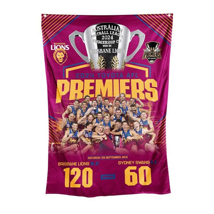 AFL 2024 PREMIERS TEAM PHOTO WALL CAPE FLAG - BRISBANE LIONS - ETA DEC 2024 -PH2