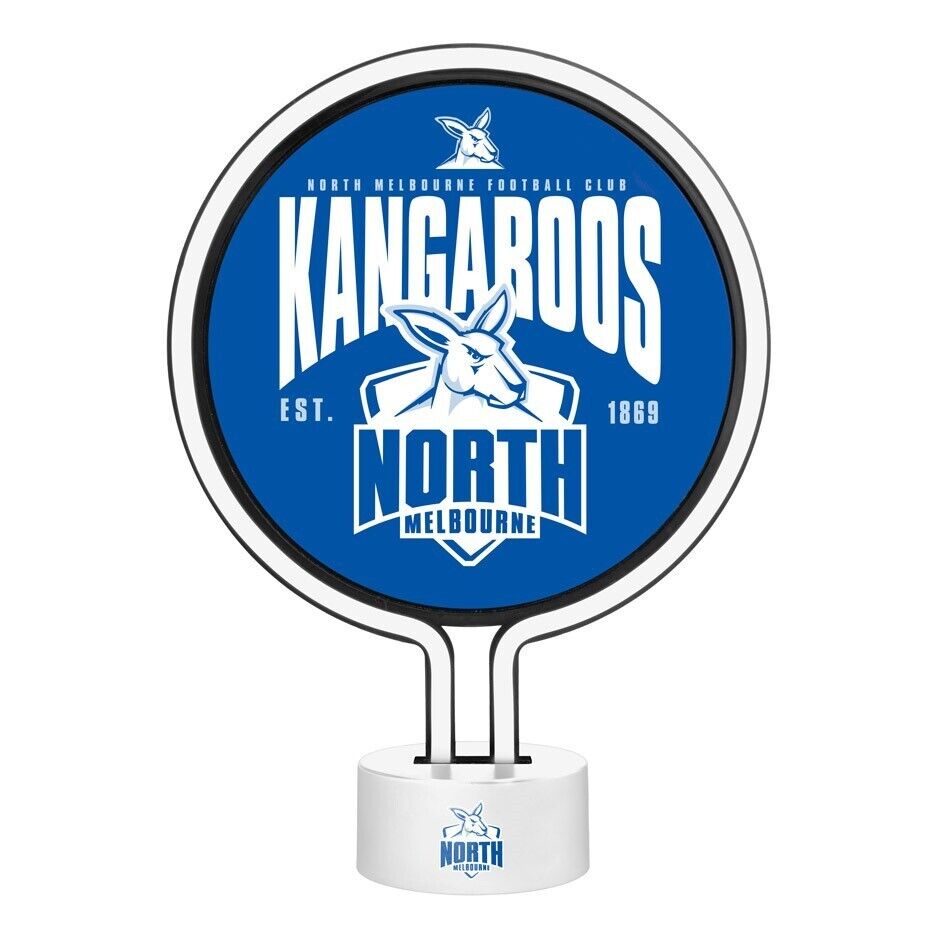 AFL Neon Light - North Melbourne Kangaroos - 30 x 21.5 x 8.5cm - Team Logo