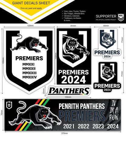 NRL 2024 PREMIERS GIANT DECAL SHEET - PENRITH PANTHERS - ETA OCT 2024