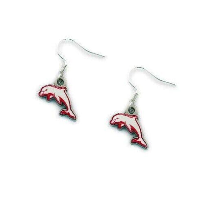 NRL Logo Metal Earrings - Dolphins - Surgical Steel - Drop Earrings