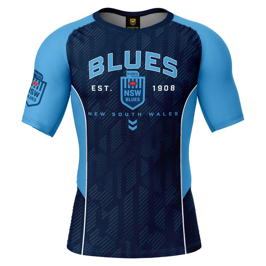 NRL Blocker Rash Vest - New South Wales Blues - NSW - Shirt - UPF 50+ - Adult