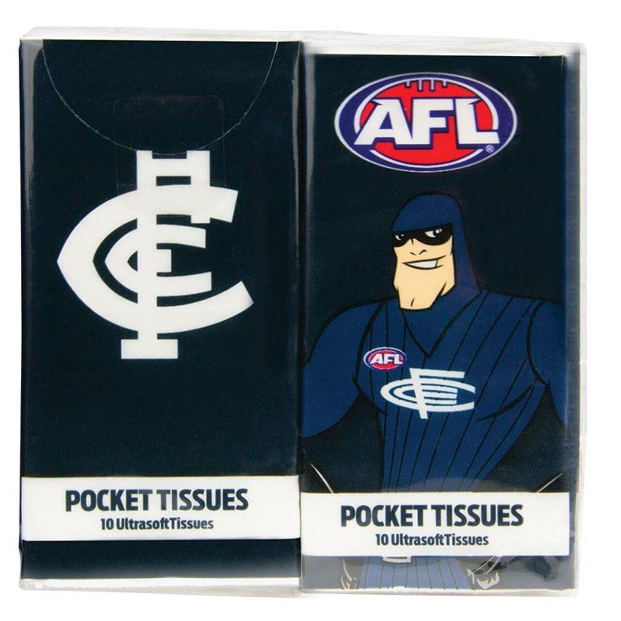 AFL Mascot Pocket Tissue - Carlton Blues - 4 Pack