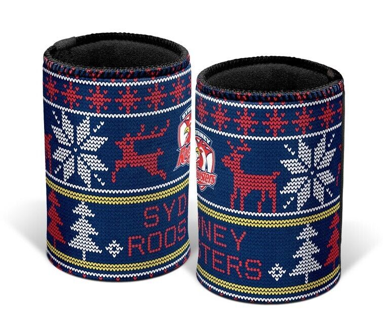 NRL Christmas Stubby Cooler - Sydney Roosters - Rubber Base - XMAS