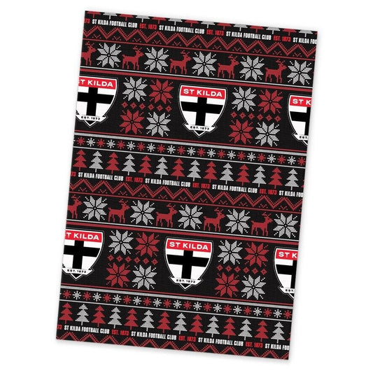 AFL Christmas Wrapping Paper - St Kilda Saints - XMAS - 49cm X 69cm