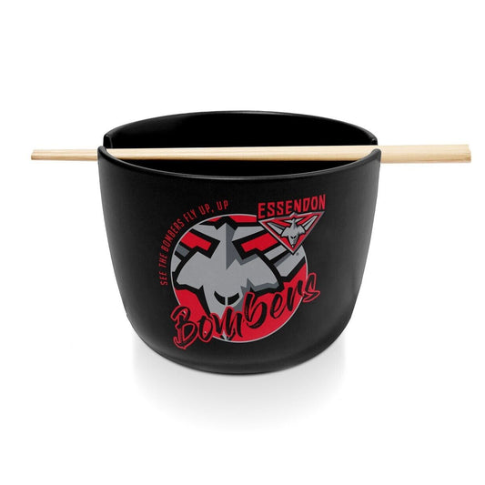 AFL Noodle Bowl with Chopsticks - Essendon Bombers - Ceramic - 490ml Capacity