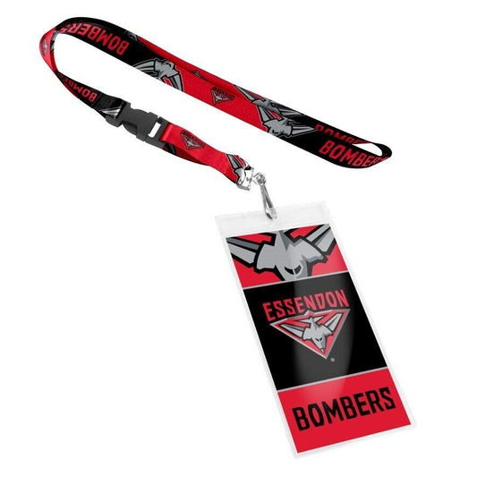 AFL Lanyard & Clear Card Holder - Essendon Bombers - Key Chain