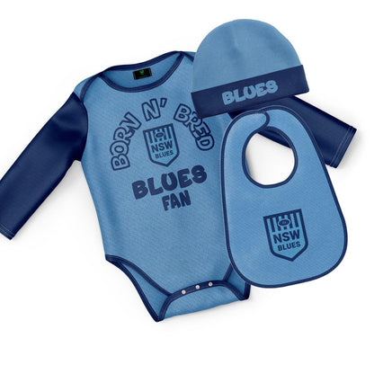 NRL 3 Piece 'Born & Bred' Set - New South Wales Blues - NSW - Infant - Baby