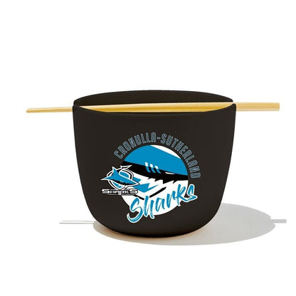 NRL Noodle Bowl with Chopsticks - Cronulla Sharks - Ceramic - 490ml