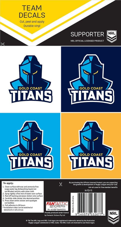 NRL Team Decal Sticker Set - Gold Coast Titans