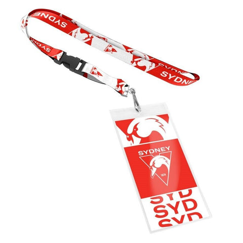 AFL Lanyard & Clear Card Holder - Sydney Swans- Key Chain