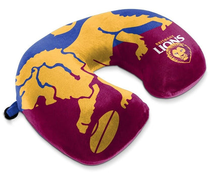 AFL Travel Pillow - Brisbane Lions - U Shaped - Neck Cushion