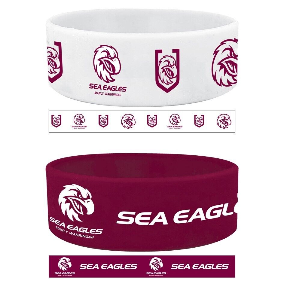 NRL Wrist Bands Set of 2 - Manly Sea Eagles - Set of Two - Silicone Band