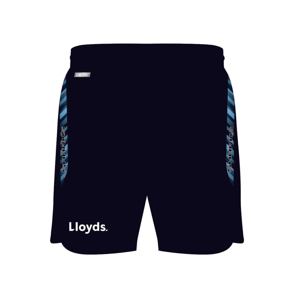 NRL 2024 Training Shorts - Cronulla Sharks - Black - Youth - Kids - Cl