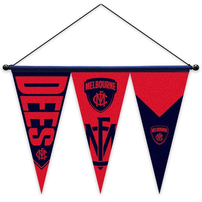 AFL Multi Pennant Flag - Melbourne Demons - Set Of 3 - Inc Hanger