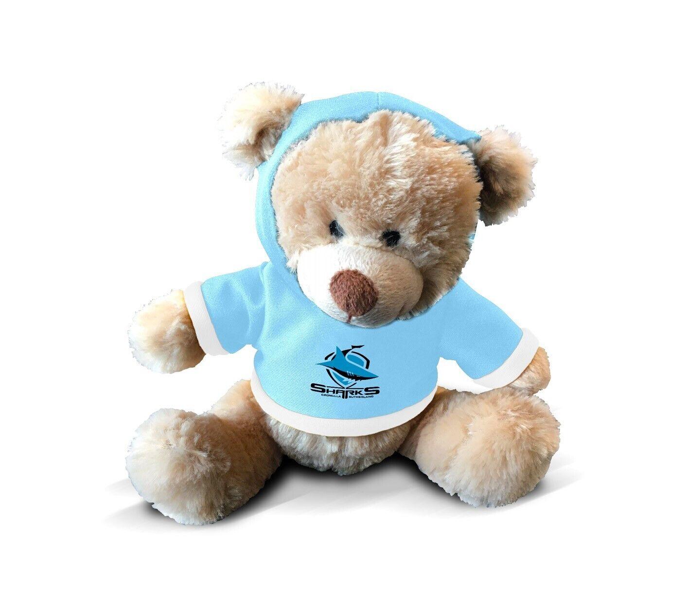 NRL Plush Teddy Bear With Hoodie Jumper - Cronulla Sharks - 7 Inch Tall