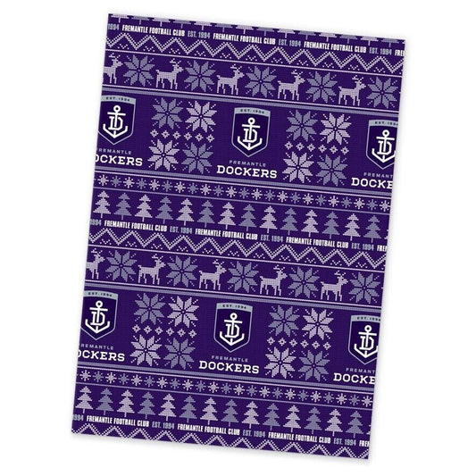 AFL Christmas Wrapping Paper - Fremantle Dockers - XMAS - 49cm X 69cm