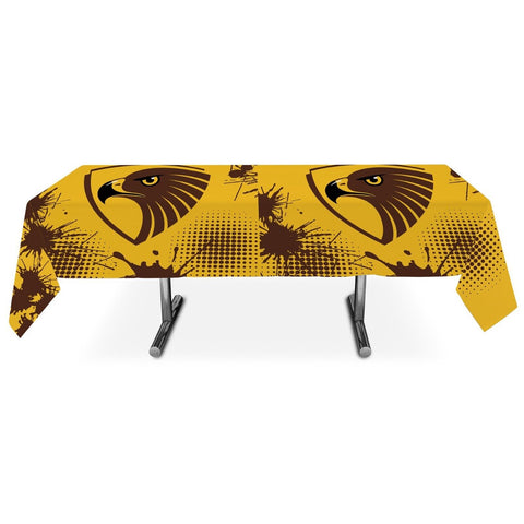 AFL Table Cover - Hawthorn Hawks - Tablecloth - 200cm x 100cm - Plastic