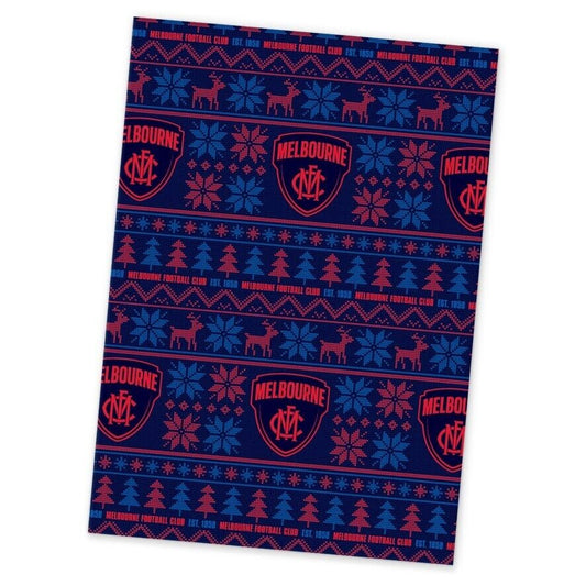 AFL Christmas Wrapping Paper - Melbourne Demons - XMAS - 49cm X 69cm