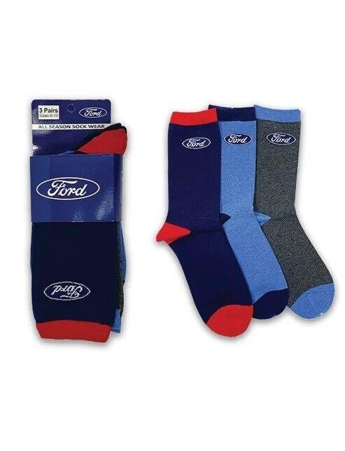 FORD 3 Pack Socks - Size 6-10 - Adult - Mens - Womens - Crew Sock