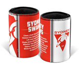 AFL Drink Stubby Cooler - Team Song - Sydney Swans -  Can Cooler