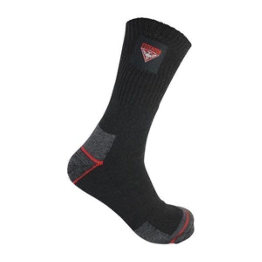 AFL Mens Work Socks - Essendon Bombers - Two Pack